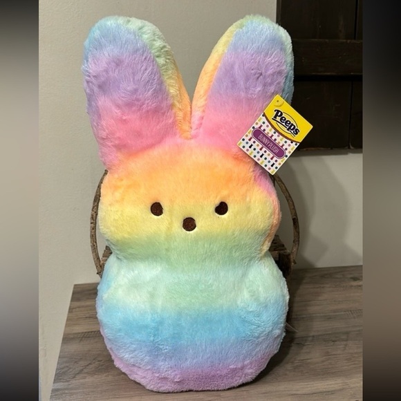 NWT PEEPS ANIMAL ADVENTURE 16 INCH RAINBOW PLUSH BUNNY PEEP - Picture 1 of 11